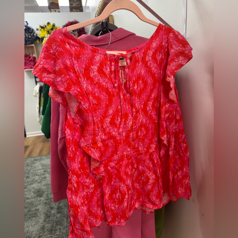 NWT Red and Pink Patterned Blouse